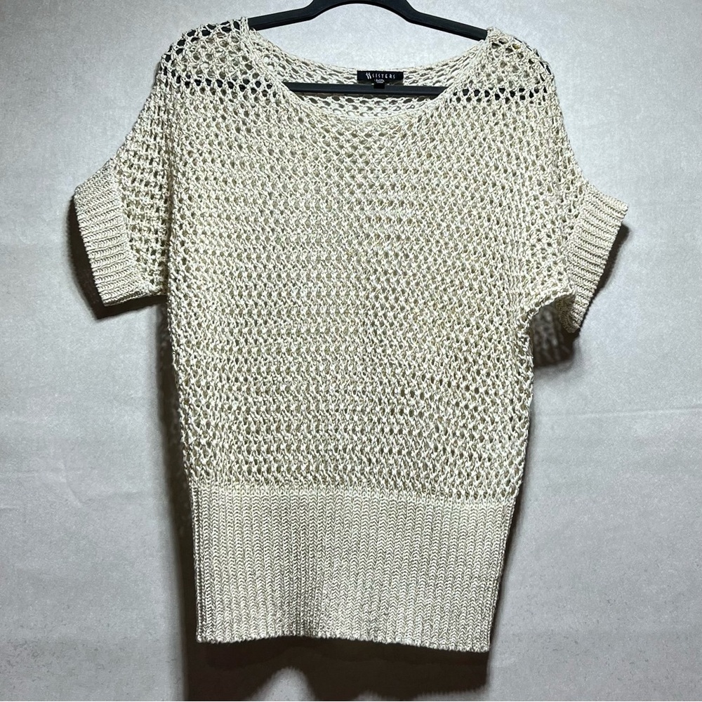 Sisters Vintage Cream/Gold Crotched Sweater, Size L/XL